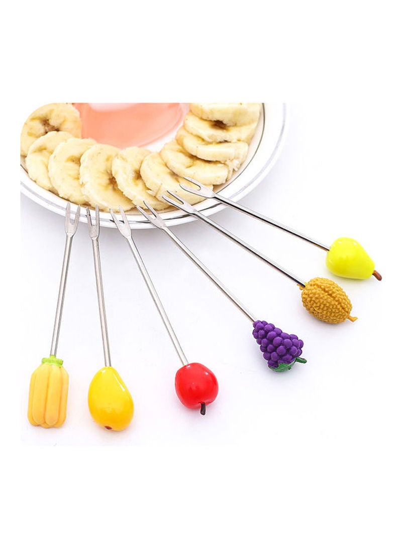 طقم شوك هابي مانور بتصميم فاكهة من 6 قطع أصفر 11.5x7x7سم - Image 2