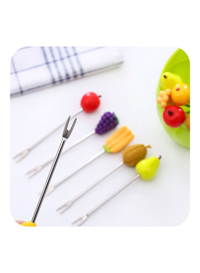 طقم شوك هابي مانور بتصميم فاكهة من 6 قطع أصفر 11.5x7x7سم - Image 3