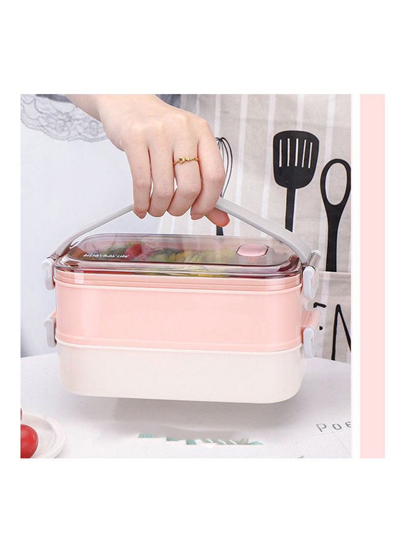 Multi Layer Bento Lunch Box Box Pink 12.5x10.5x12cm - Image 4