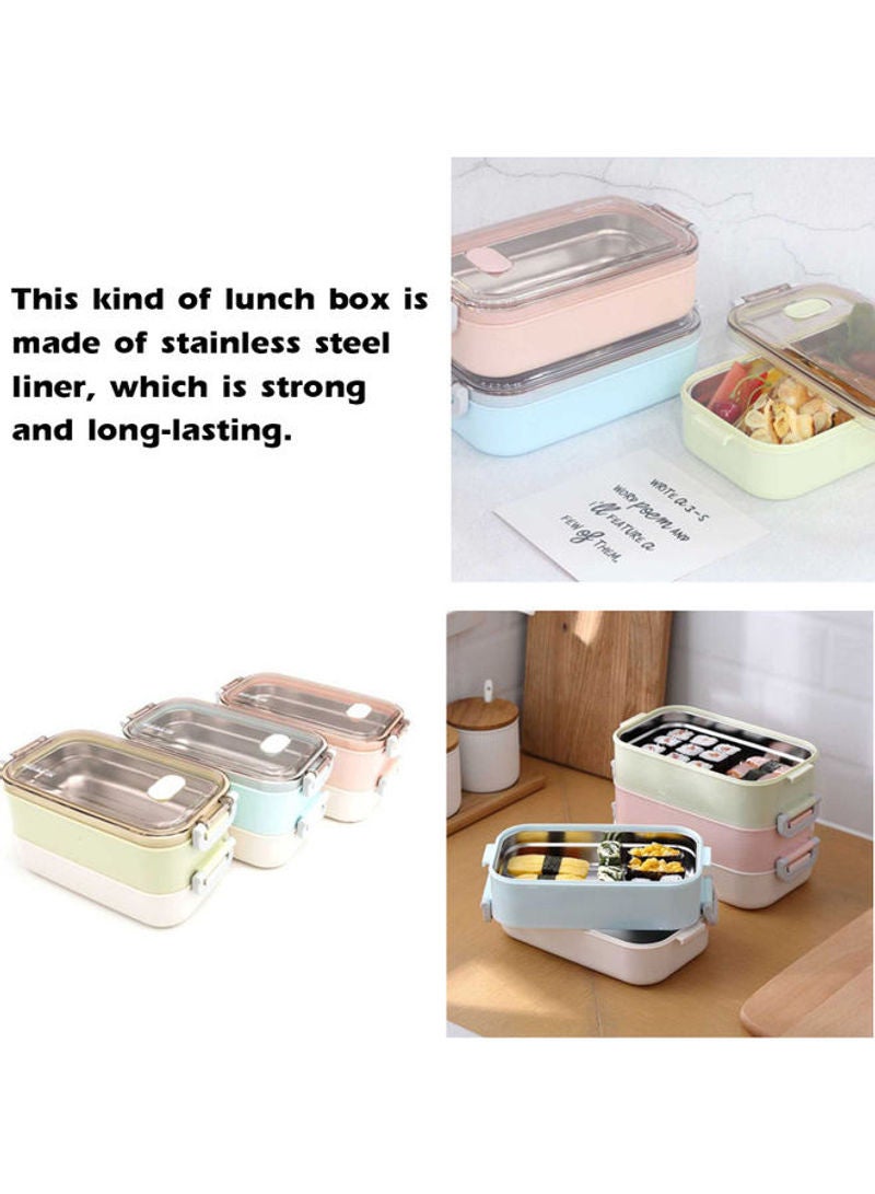 Multi Layer Bento Lunch Box Box Pink 12.5x10.5x12cm - Image 2
