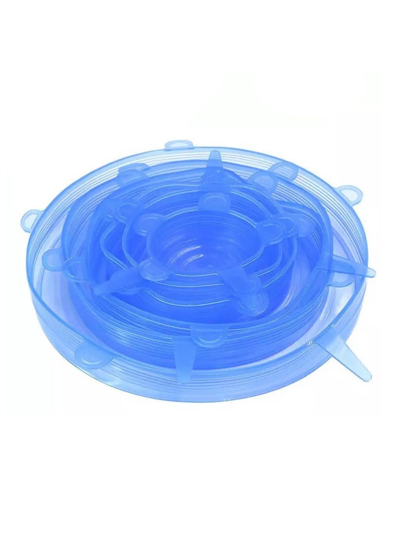 6-Piece Reusable Food Stroage Container Lids Blue 20.5x2x20.5cm  - Image 1