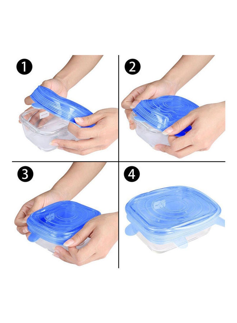 6-Piece Reusable Food Stroage Container Lids Blue 20.5x2x20.5cm  - Image 3
