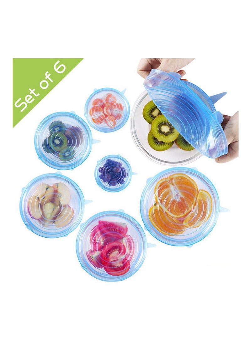 6-Piece Reusable Food Stroage Container Lids Blue 20.5x2x20.5cm  - Image 4