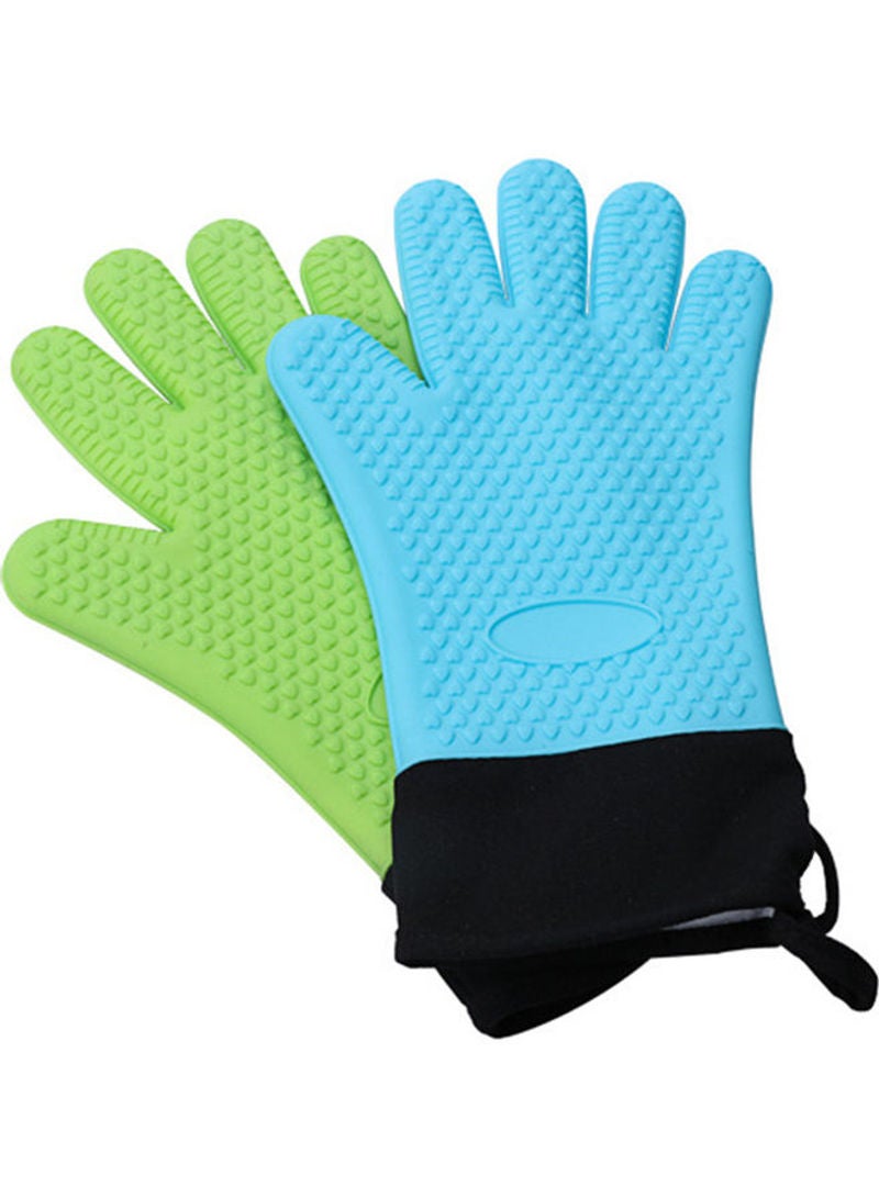BBQ Heat Resistant Non Slip Waterproof Gloves Blue 34.5x2x19cm