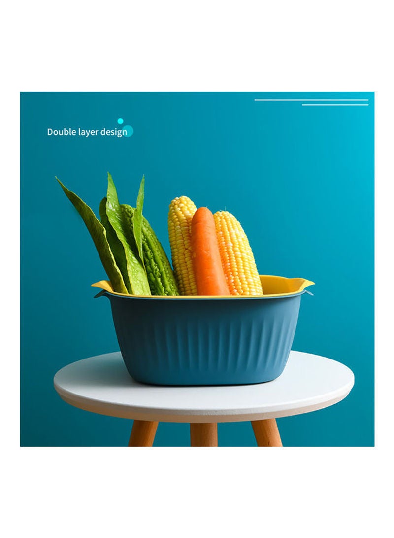 2-In-1 Multifunctional Double Layer Rotatable Bowl Set Multicolour 25x10x22.5cm - Image 2