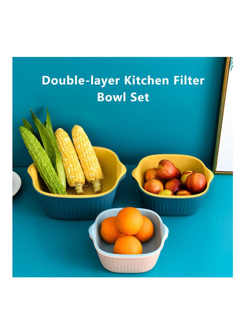 2-In-1 Multifunctional Double Layer Rotatable Bowl Set Multicolour 25x10x22.5cm - Image 3