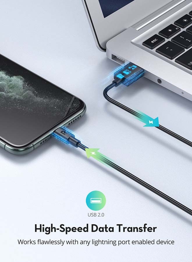 MFI Certified USB Data Sync And Charging Cable Black