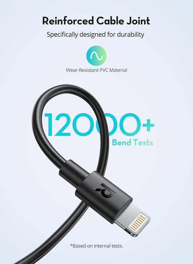 MFI Certified USB Data Sync And Charging Cable Black