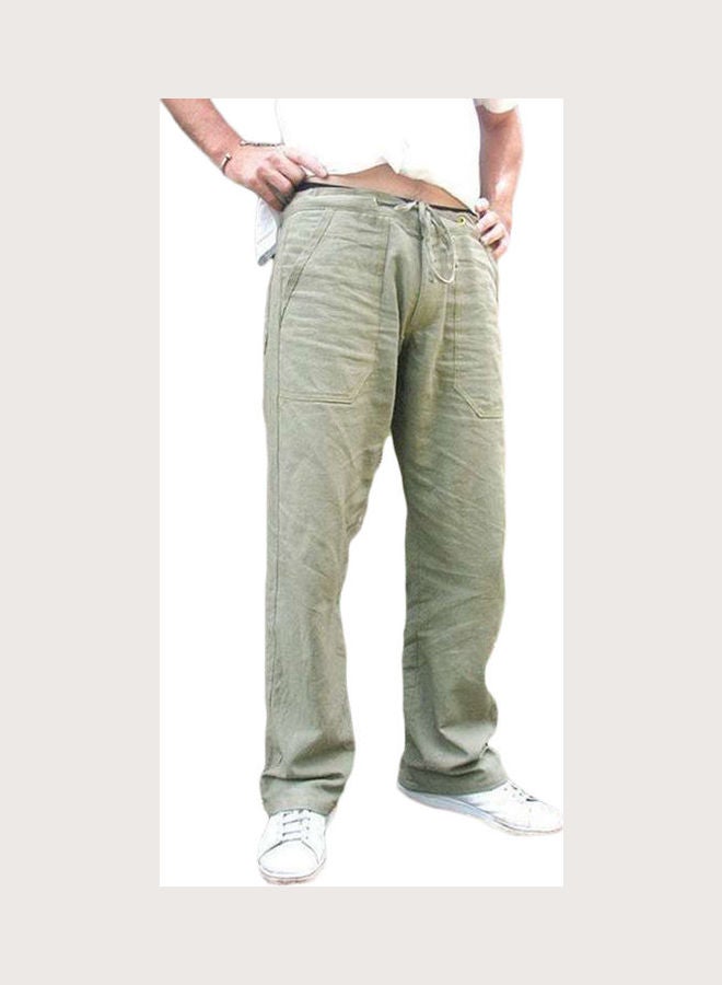 Men Solid Colour Multi-Pocket Loose Elastic Drawstring Straight Trousers Jog Pants Dark Gray  - Image 2