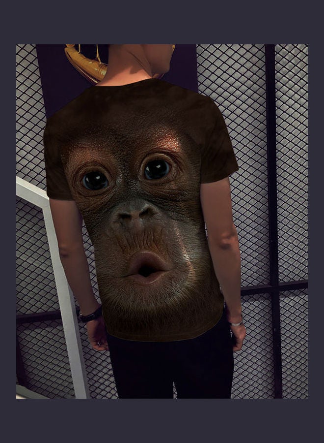 Fashion 3d Gorilla Printed T-Shirt Summer Short Sleeve Tee Top Black  - Image 3