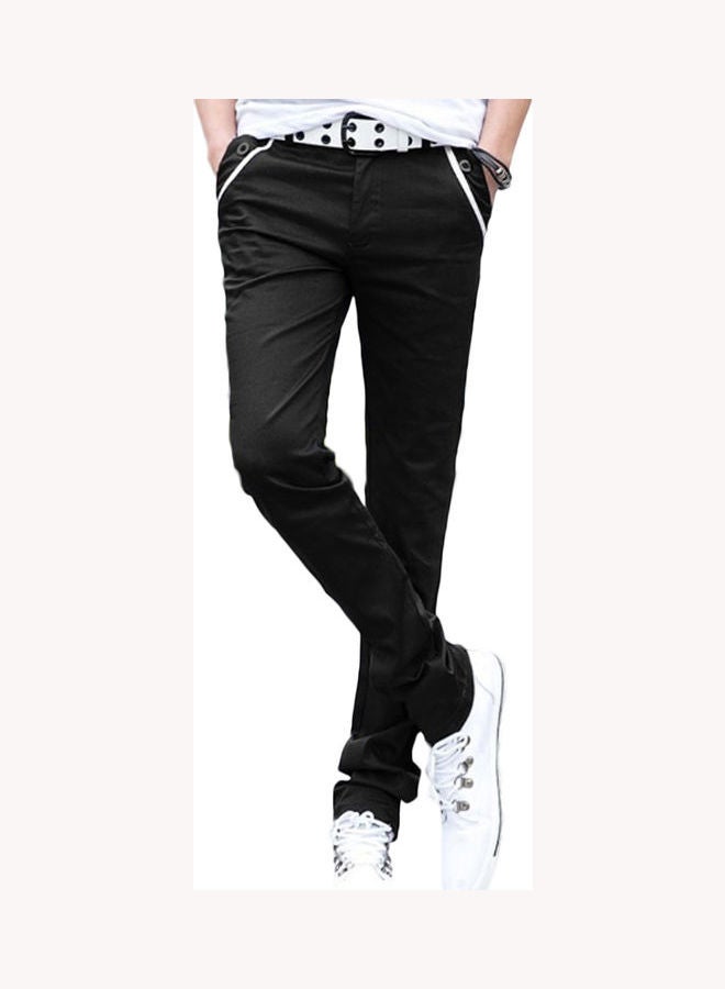 Solid Slim Fit Straight Pants Black - Image 1