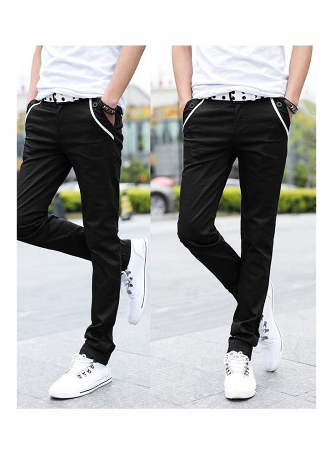 Solid Slim Fit Straight Pants Black - Image 2