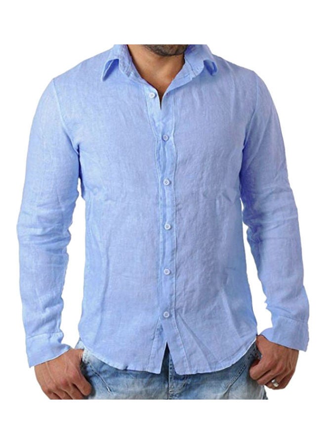 Solid Pattern Slim Fit Casual Shirt Light Blue - Image 1
