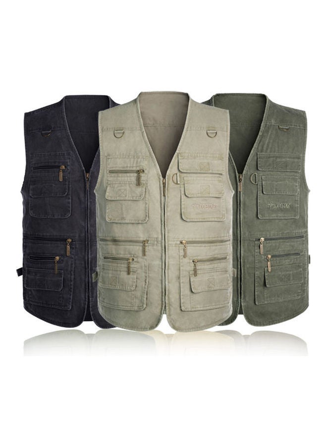 Generic - Men Multi Pocket Waistcoat Plus Size Outdoor Shooting Fishing Hiking Vest Jacket Khaki - Image 1