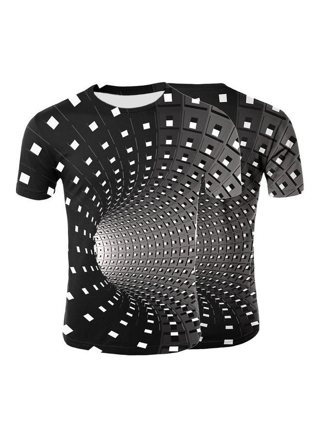 Unisex 3d Hypnotic Vortex Print Short Sleeves T-Shirt Summer Tee Top White  - Image 2