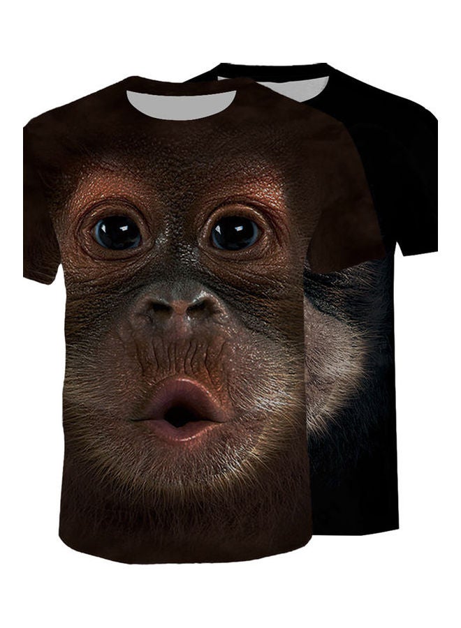 Fashion 3D Gorilla Printed T-Shirt Summer Short Sleeve Tee Top Coffee  - Image 1