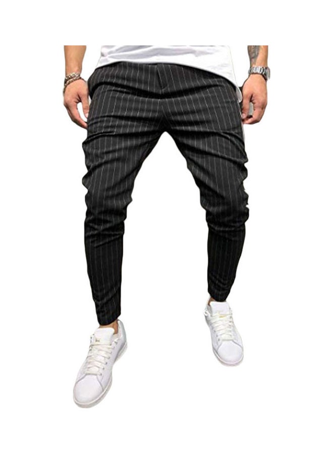 Men Stripe Outdoor Casual Jogger Sweatpants Long Pencil Pants Sports Trousers Black  - Image 1