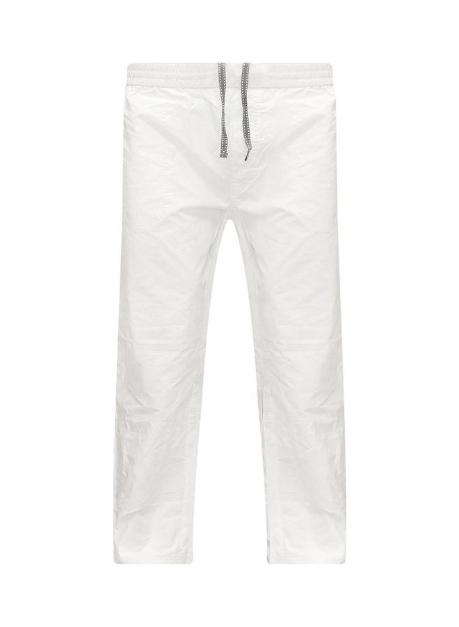 Men Solid Colour Loose Drawstring Sports Yoga Pants Straight Wide Leg Sweatpants White  - Image 1