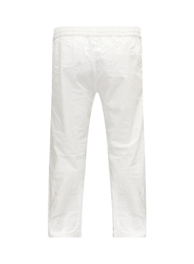 Men Solid Colour Loose Drawstring Sports Yoga Pants Straight Wide Leg Sweatpants White  - Image 2