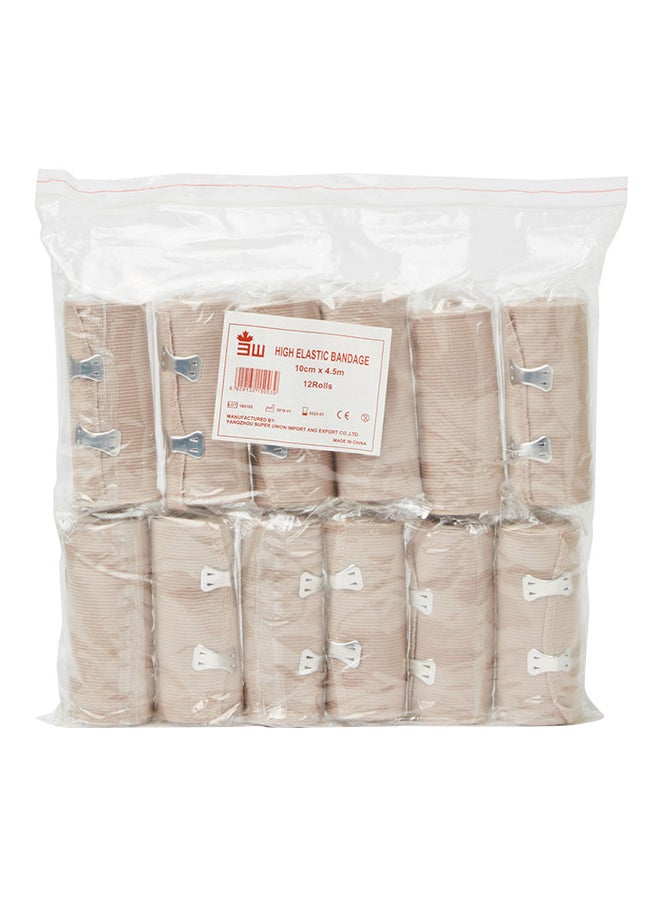 3W Healthcare High Elastic Bandage 12 Pieces, First Aid Flexible Compression Wrap Versatile Support For Injuries 10X4.5Cm - Image 1