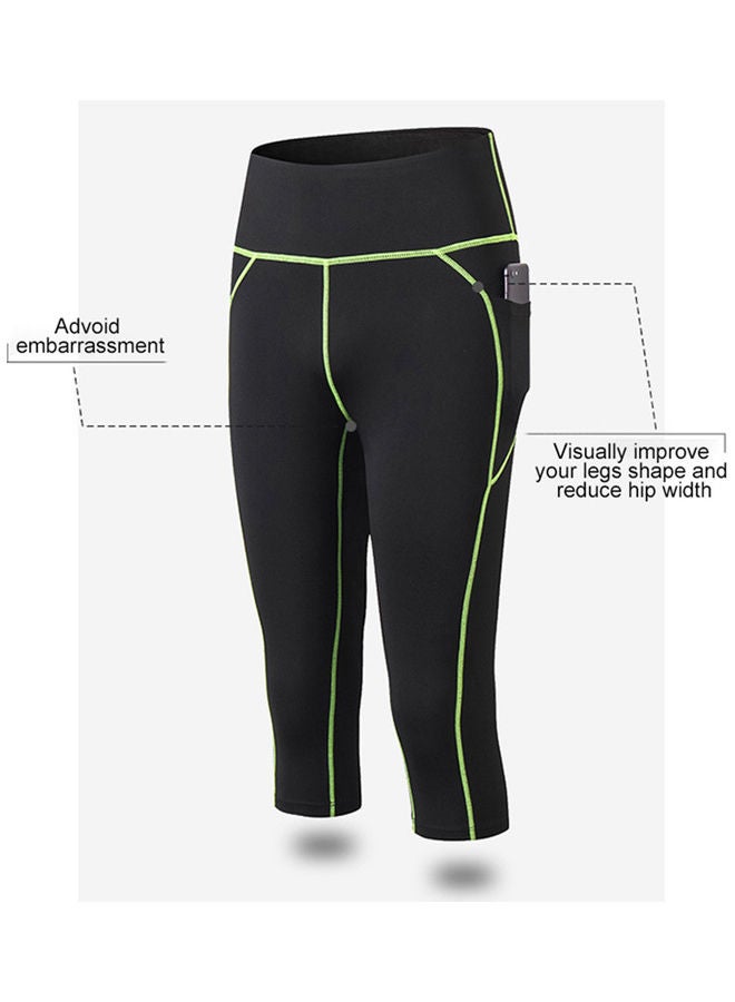 Generic Yoga Leggings Capri Pants Quick Dry High Waist Pocket Bodycon Jogging Workout Gym Fitness Sport Trousers M 20 x 5 x 12cm - Image 4