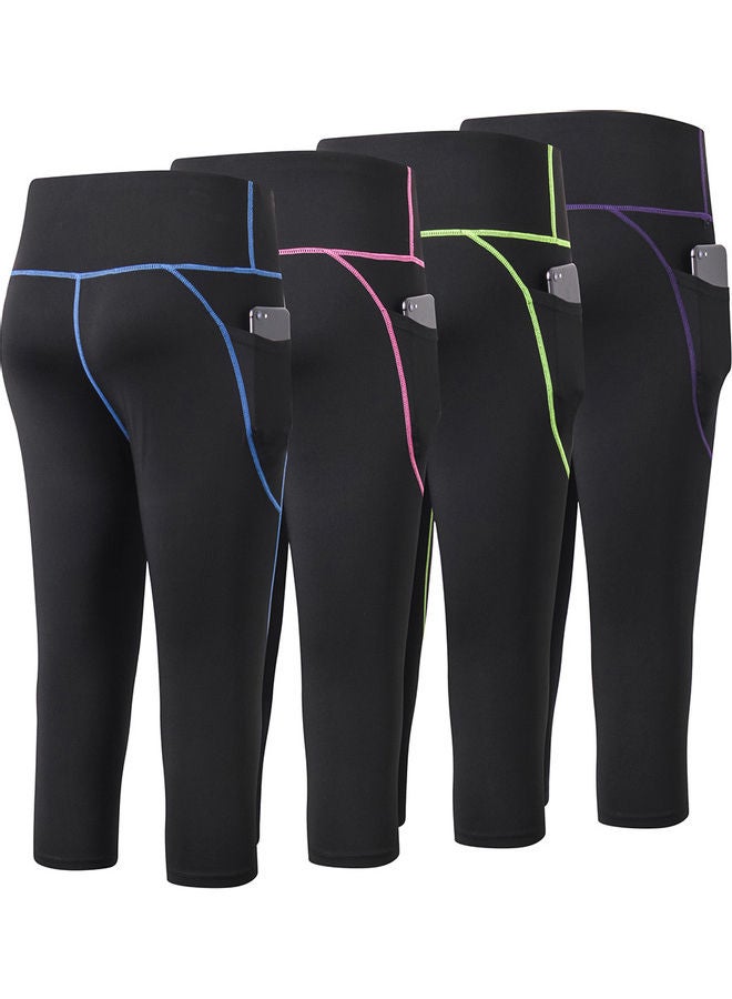 Generic Yoga Leggings Capri Pants Quick Dry High Waist Pocket Bodycon Jogging Workout Gym Fitness Sport Trousers M 20 x 5 x 12cm  - Image 3