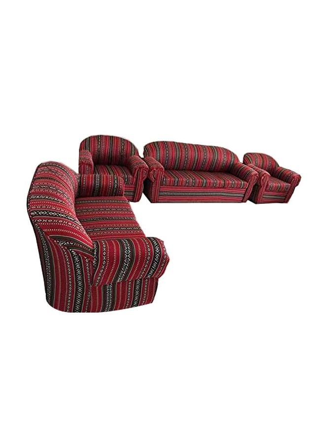 7-Seater Mab Red pattern Sectional Sofa Set 200x94x80 Red/Black