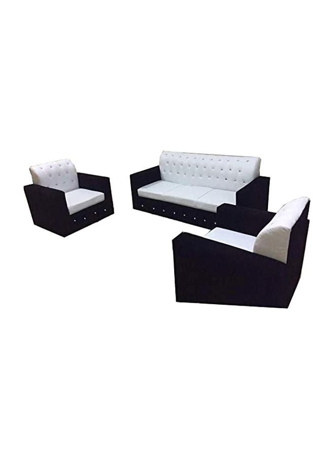 Generic - 5-Seater MAB Modern Living Room Sofa Set 200x94x80 White/Black - Image 1