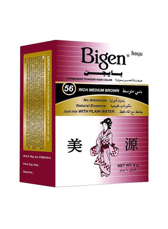 Bigen - Powder Permanent Haircolor 56 Medium Brown 6grams - Image 1