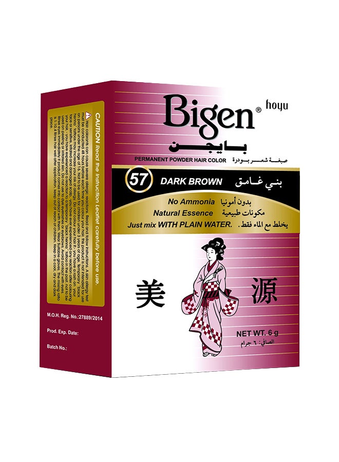 Bigen - Powder Permanent Haircolor 57 Dark Brown 6grams - Image 1