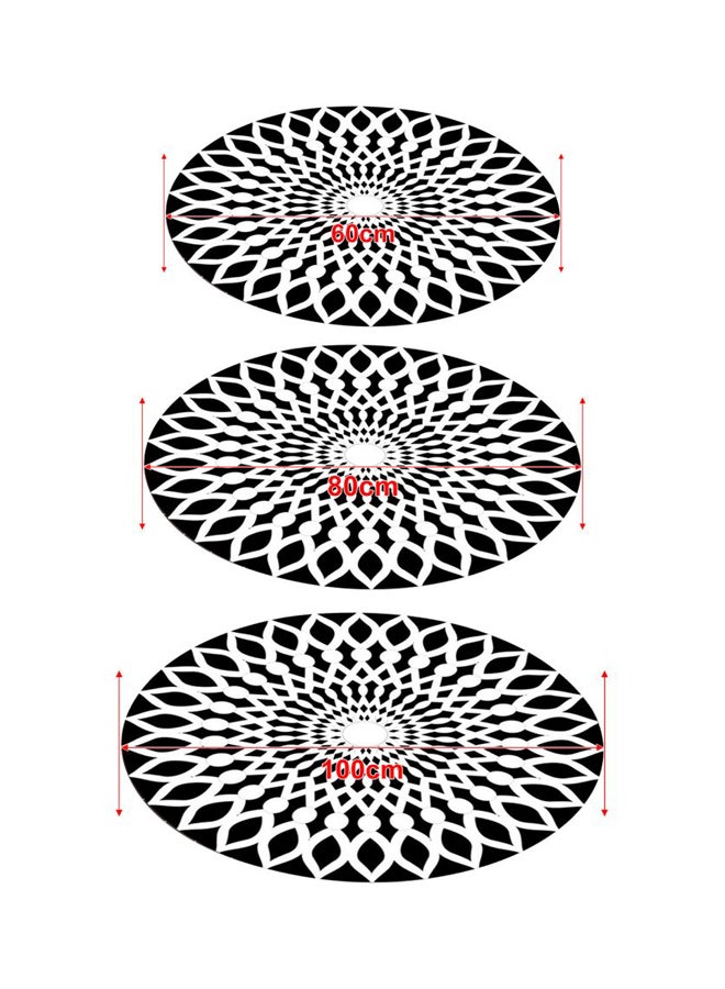 سجادة دائرية الشكل بتصميم فضاء ثلاثي الأبعاد أسود/ أبيض 30x6x30سم - Image 2