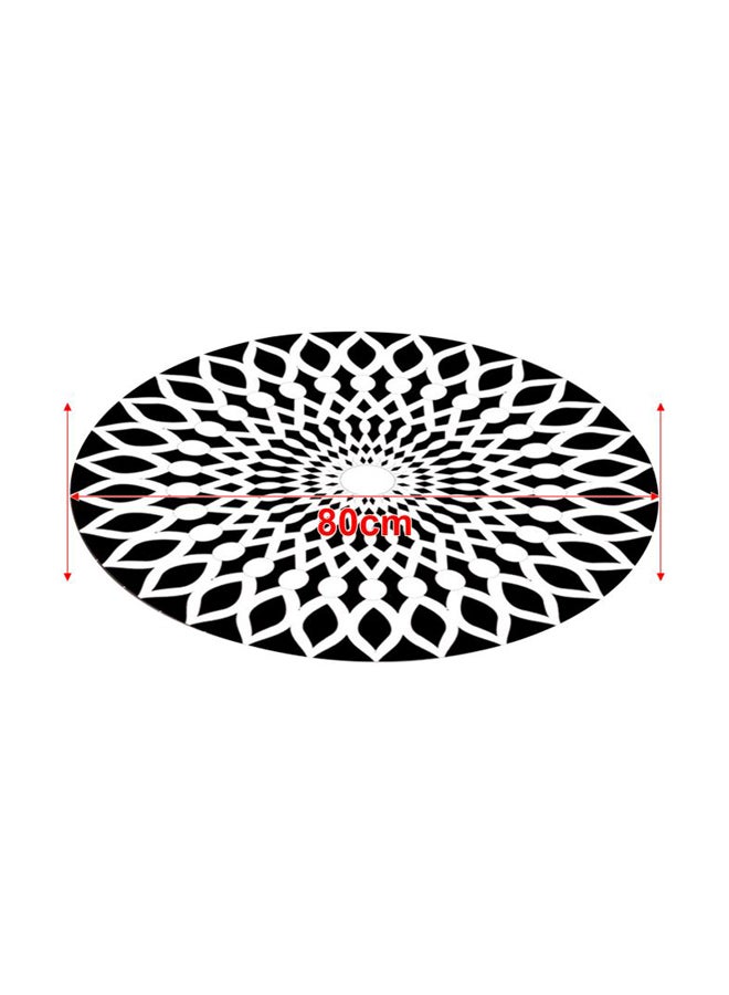 سجادة دائرية الشكل بتصميم فضاء ثلاثي الأبعاد أسود/ أبيض 30x6x30سم - Image 5