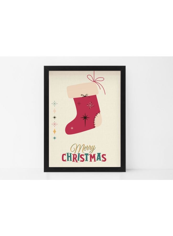 Boomah Accessories Merry Christmas Printed Wall Poster With Frame Beige/Red/Green 30x40cm 
