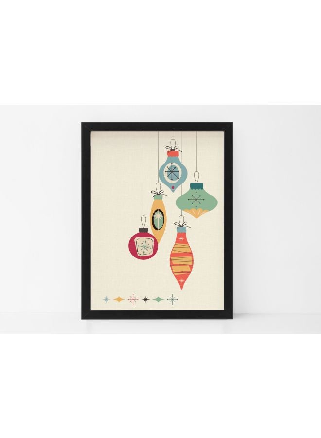 Boomah Accessories Christmas Ornament Printed Wall Poster With Frame Beige/Green/Yellow 30x40cm 