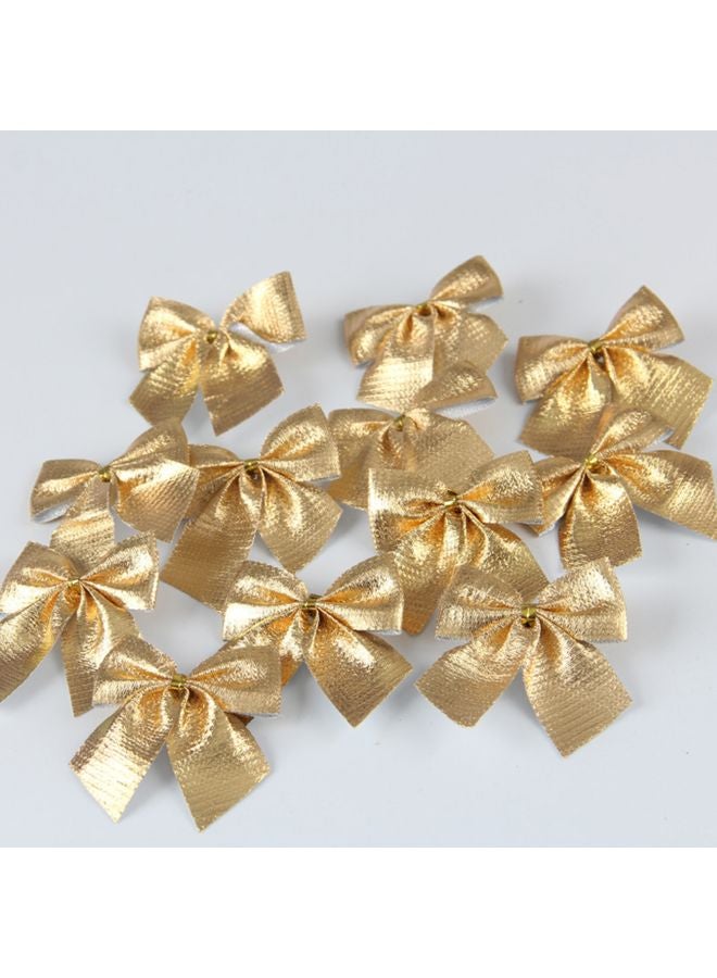 12-Piece Decorative Glitter Bow Set Gold 20x1x10cm - Image 3
