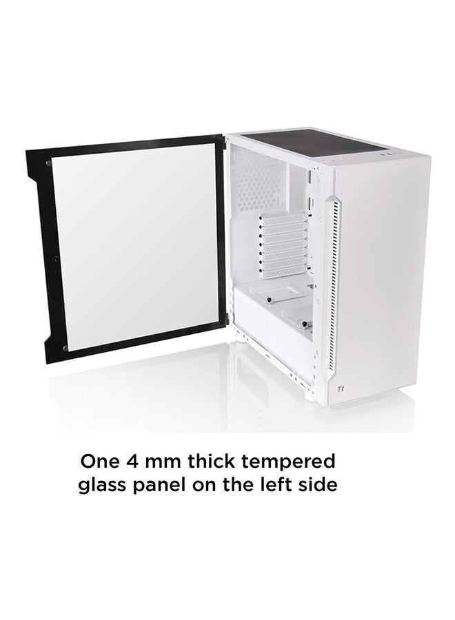 Thermaltake - H200 Tempered Glass Snow Edition RGB Light Strip ATX Mid Tower Case With 120mm Rear Fan Pre-Installed - Image 1