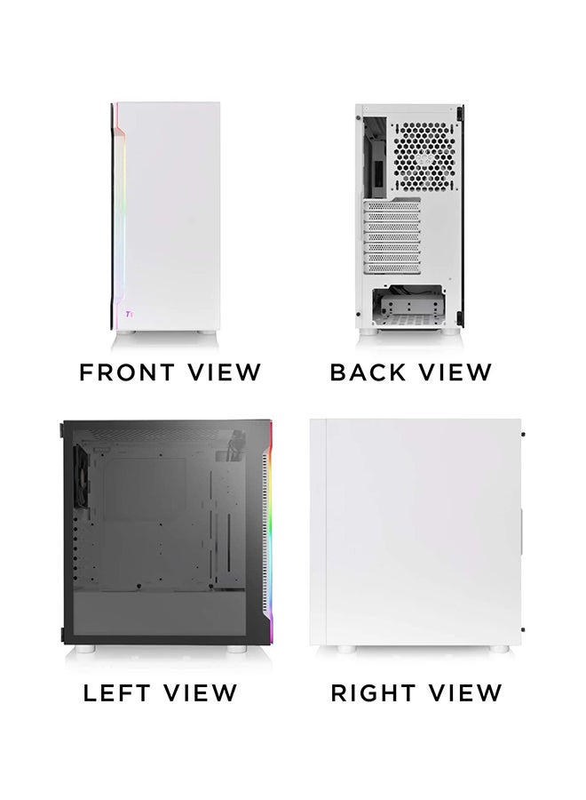 Thermaltake - H200 Tempered Glass Snow Edition RGB Light Strip ATX Mid Tower Case With 120mm Rear Fan Pre-Installed - Image 1