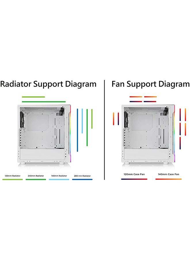 Thermaltake - H200 Tempered Glass Snow Edition RGB Light Strip ATX Mid Tower Case With 120mm Rear Fan Pre-Installed - Image 1