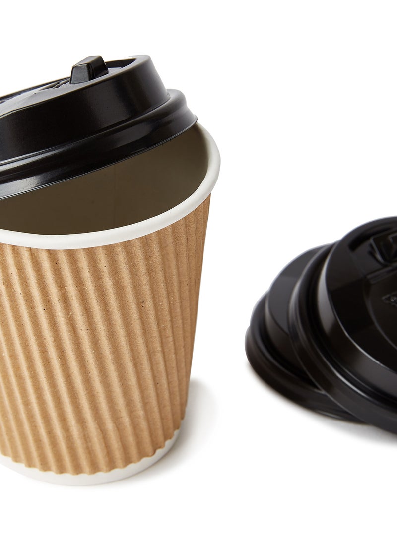 25 Pieces Ripple Coffee Cups With Lid Brown - Image 3