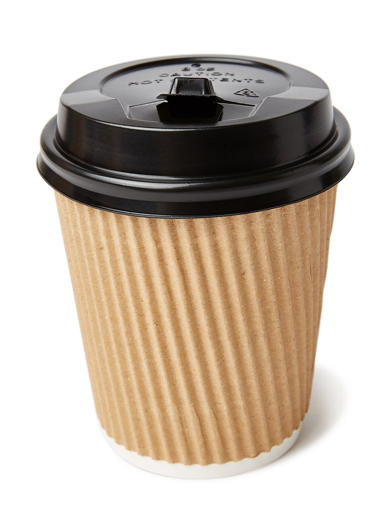 25 Pieces Ripple Coffee Cups With Lid Brown - Image 2