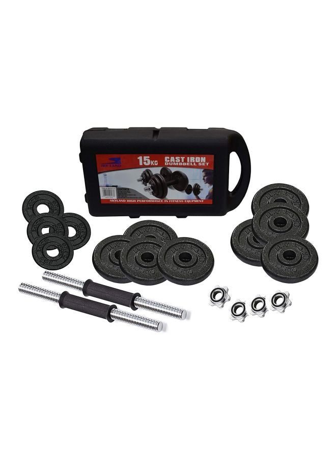 Sky Land 19-Piece Cast Iron Dumbell Set 15kg - Image 4
