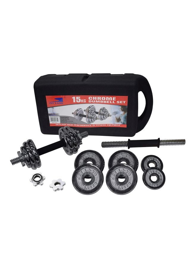 SkyLand 19-Piece Chrome Dumbell Set 15kg  - Image 2