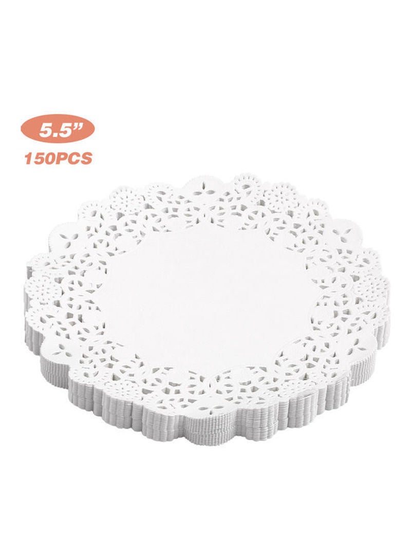 طقم ورق دائري للزينة للاستخدام مرة واحدة مكون من 150 قطعة أبيض 13.5x2x13.5سم - Image 1