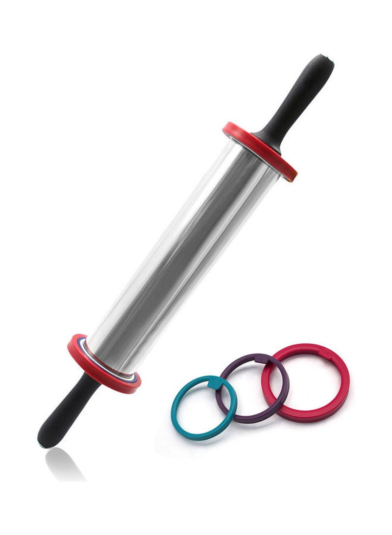 11-Inch Stainless Steel 3-Sections Adjustable Thickness Non-Stick Rolling Pin Multicolour 50x9x9cm - Image 1