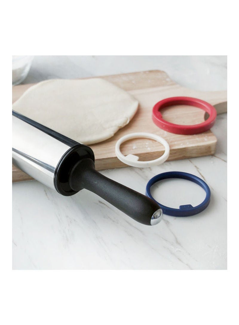 11-Inch Stainless Steel 3-Sections Adjustable Thickness Non-Stick Rolling Pin Multicolour 50x9x9cm - Image 3
