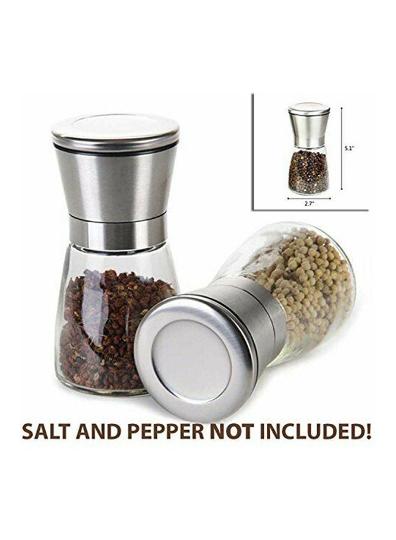مطحنة ملح/ فلفل مصنوعة من الستانلس ستيل والزجاج بتصميم عصري بسعة 180 مل فضي 13x6.5x6.5سم - Image 3