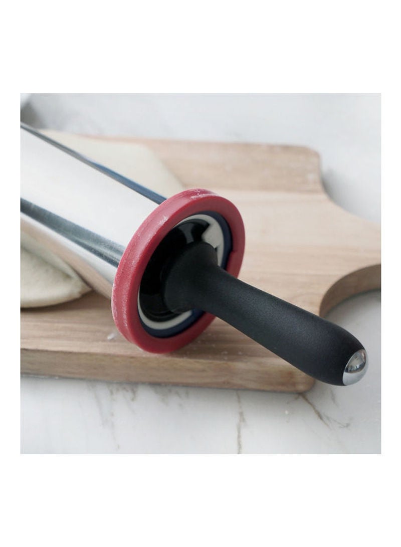 11-Inch Stainless Steel 3-Sections Adjustable Thickness Non-Stick Rolling Pin Multicolour 50x9x9cm - Image 4