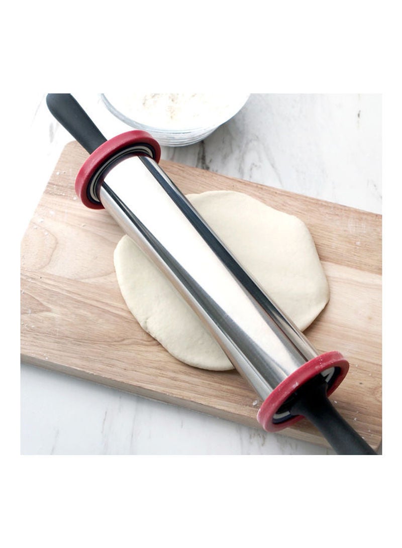 11-Inch Stainless Steel 3-Sections Adjustable Thickness Non-Stick Rolling Pin Multicolour 50x9x9cm - Image 5