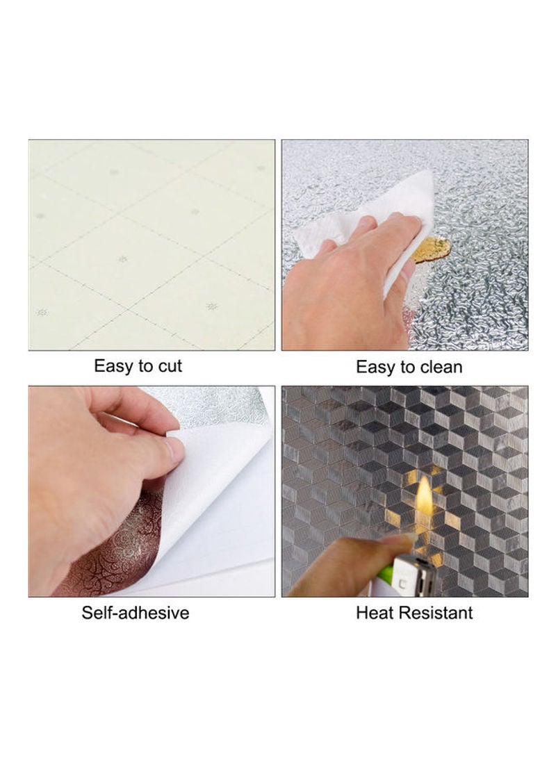 Generic Oil Proof Waterproof Aluminum Foil Self Adhesive Heat Resistant Kitchen Backsplash Wallpaper Stickers Gold  - Image 2