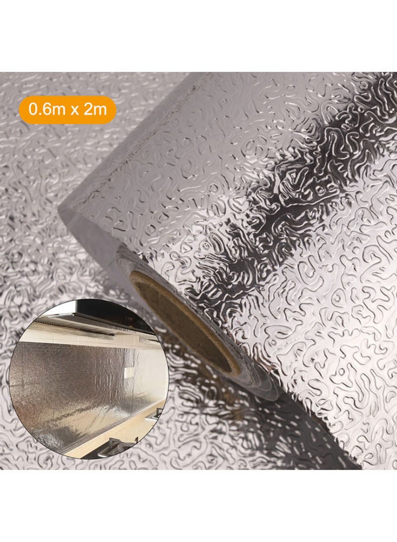 Oil Proof Waterproof Aluminum Foil Self Adhesive Heat Resistant Kitchen Backsplash Wallpaper Stickers Silver 60x3x3cm